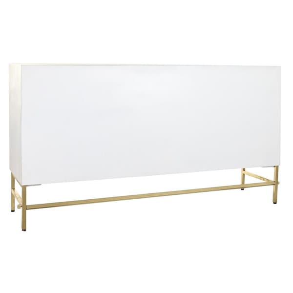 Skänk DKD Home Decor Romb Vit Mässing Mangoträ (157 x 43 x 84 cm)