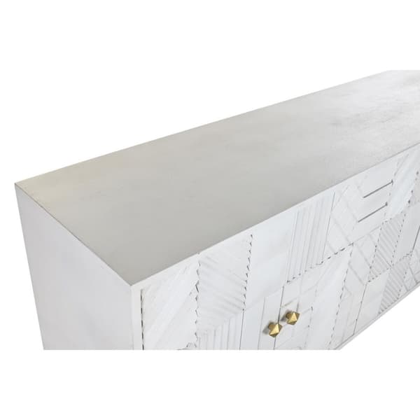 Skänk DKD Home Decor Romb Vit Mässing Mangoträ (157 x 43 x 84 cm)