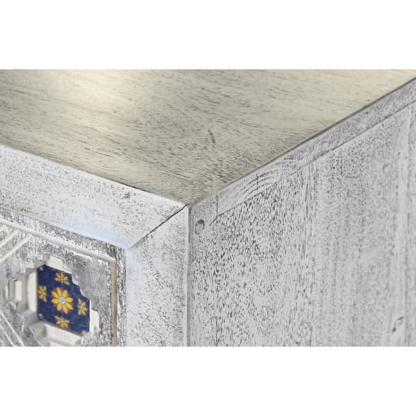 Skänk DKD Home Decor Keramik Grå Vit Mangoträ (150 x 38 x 80 cm)