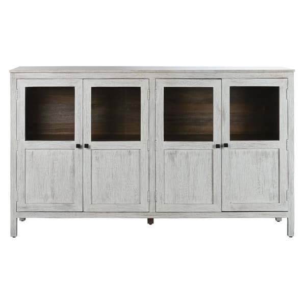 Skänk Home ESPRIT Vit Glas Mangoträ 175 x 45,2 x 105 cm