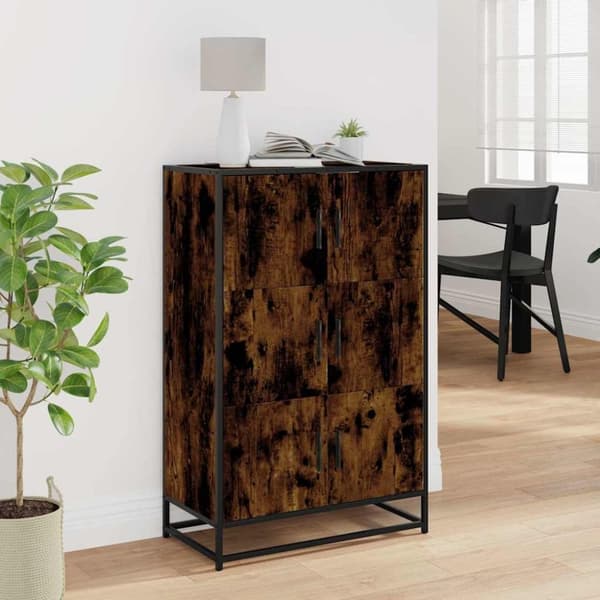 vidaXL Highboard Savustettu tammi Suunniteltu puu ja metalli