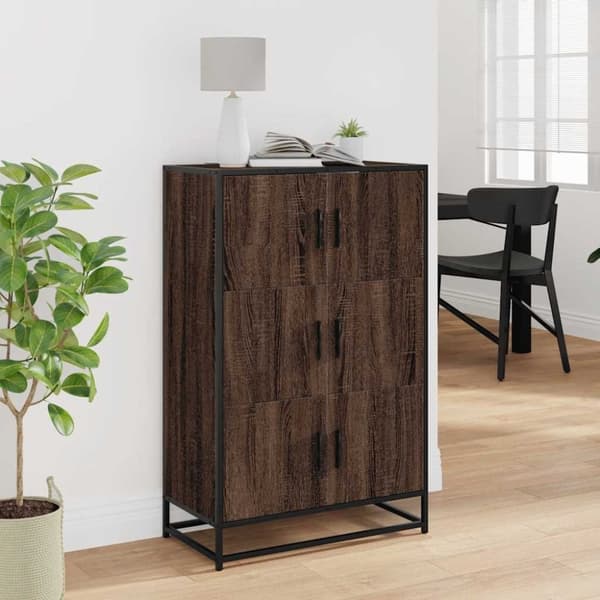 vidaXL skab 68x35x106,5 cm konstrueret træ og metal brun egetræsfarve