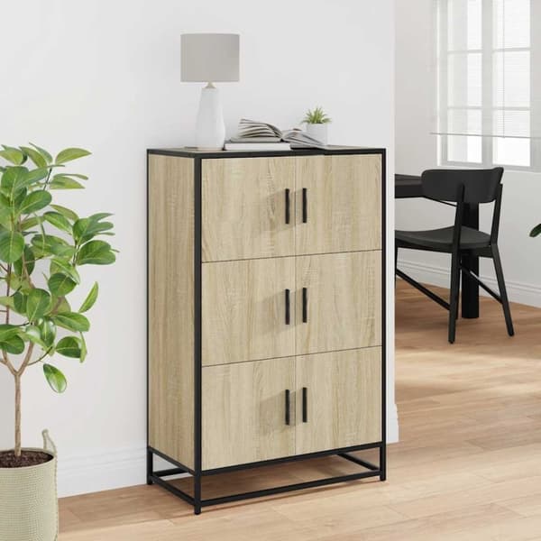vidaXL skab 68x35x106,5 cm konstrueret træ og metal sonoma-eg
