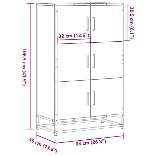 vidaXL skab 68x35x106,5 cm konstrueret træ og metal sonoma-eg