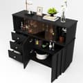 Miniatyrbild 8 av 8: Modernt sideboard - 3 lådor, 2 hyllor och glasvägg - MDF - Svart
