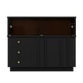 Miniatyrbild 1 av 8: Modernt sideboard - 3 lådor, 2 hyllor och glasvägg - MDF - Svart