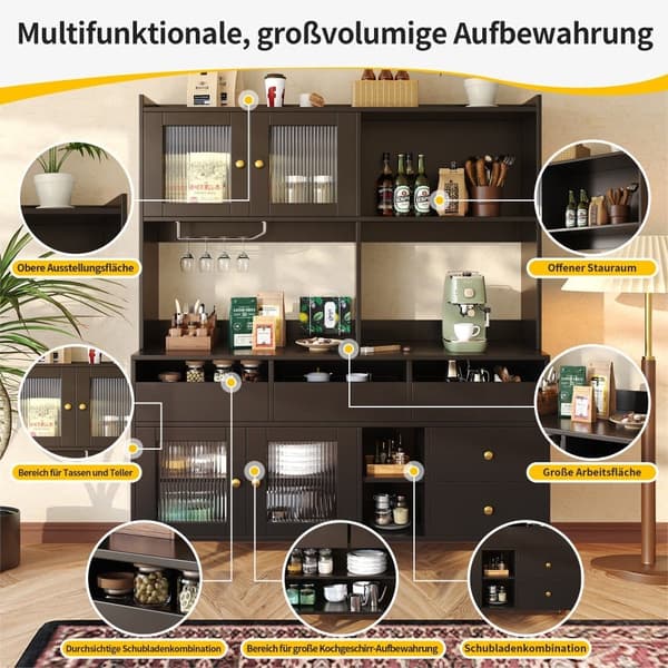 Moderni korkea senkki - MDF - Monitasoinen säilytystila - musta