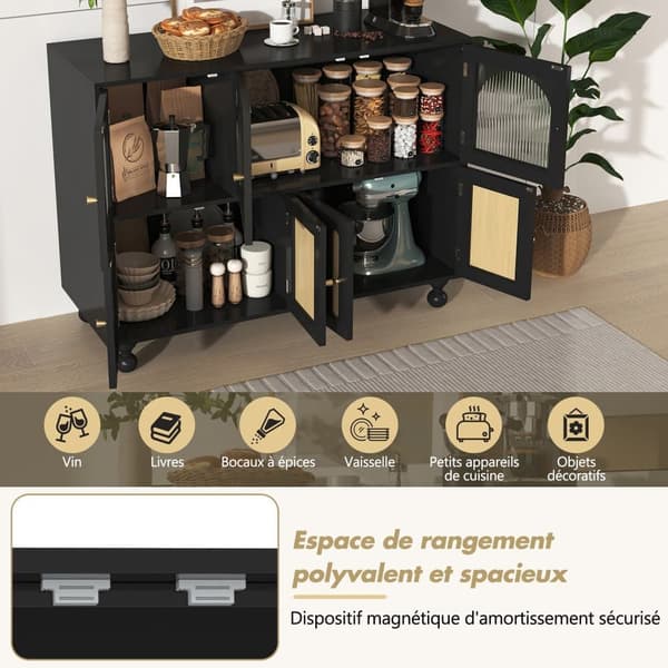 Modern Skænk - 4 rum - MDF - Sort