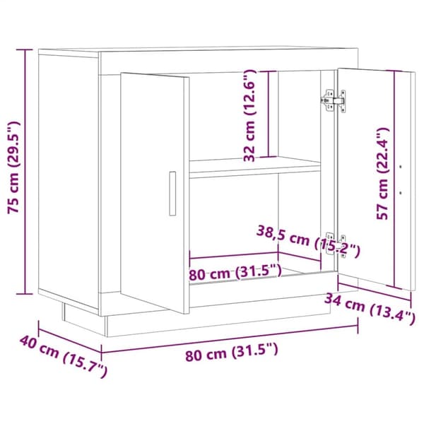 vidaXL Senkki musta 80x40x75 cm lastulevy