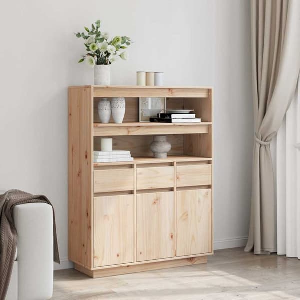 vidaXL højskab 89x34x116,5 cm massivt fyrretræ