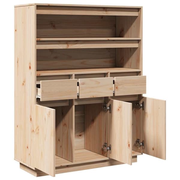 vidaXL højskab 89x34x116,5 cm massivt fyrretræ