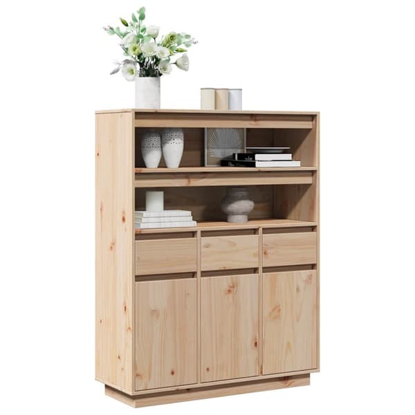 vidaXL højskab 89x34x116,5 cm massivt fyrretræ