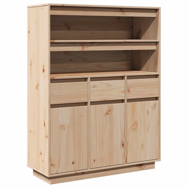 vidaXL højskab 89x34x116,5 cm massivt fyrretræ