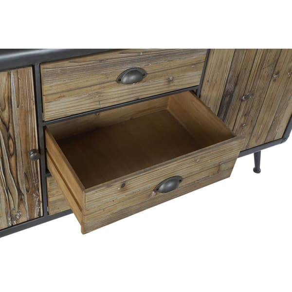 Skænk DKD Home Decor 144 x 45 x 75 cm Gran Natur Metal Lysegrå
