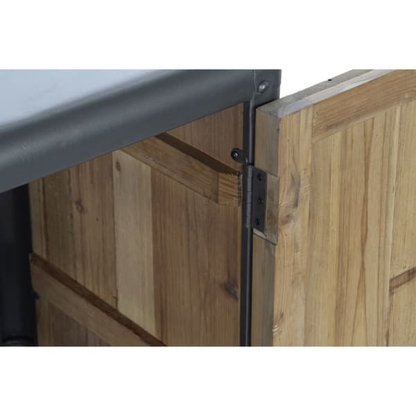 Skænk DKD Home Decor 144 x 45 x 75 cm Gran Natur Metal Lysegrå