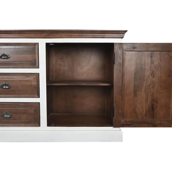 Skænk DKD Home Decor Hvid Mørkebrun Mangotræ (180 x 46 x 83 cm)