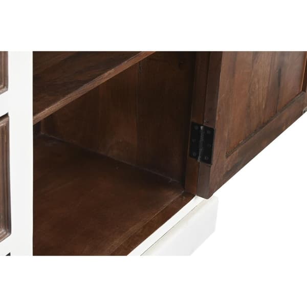 Skænk DKD Home Decor Hvid Mørkebrun Mangotræ (180 x 46 x 83 cm)