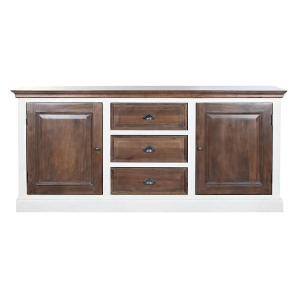 Skænk DKD Home Decor Hvid Mørkebrun Mangotræ (180 x 46 x 83 cm)