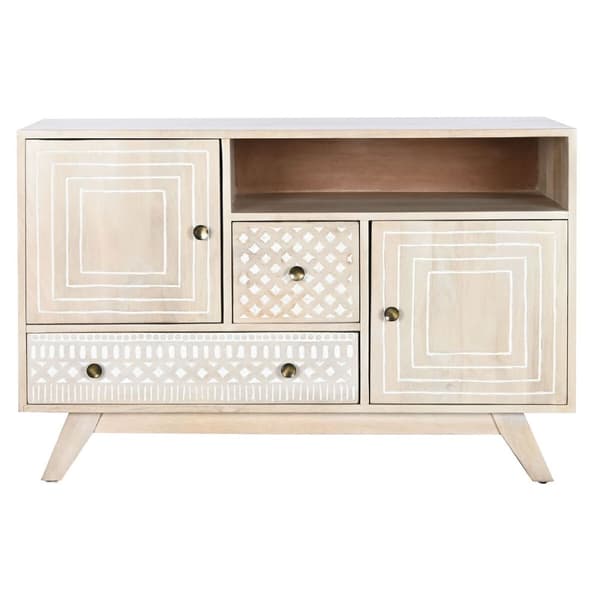 Skænk DKD Home Decor Hvid Natur Mangotræ 115 x 42 x 75 cm
