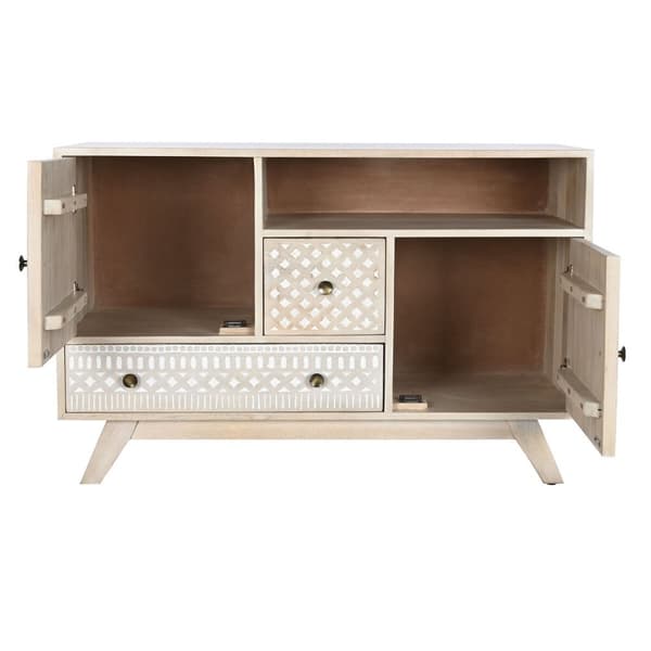 Skænk DKD Home Decor Hvid Natur Mangotræ 115 x 42 x 75 cm