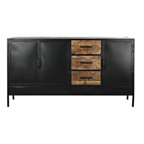Sivupöytä DKD Home Decor Ruskea Musta Metalli Mangopuu (160 x 40 x 90 cm)