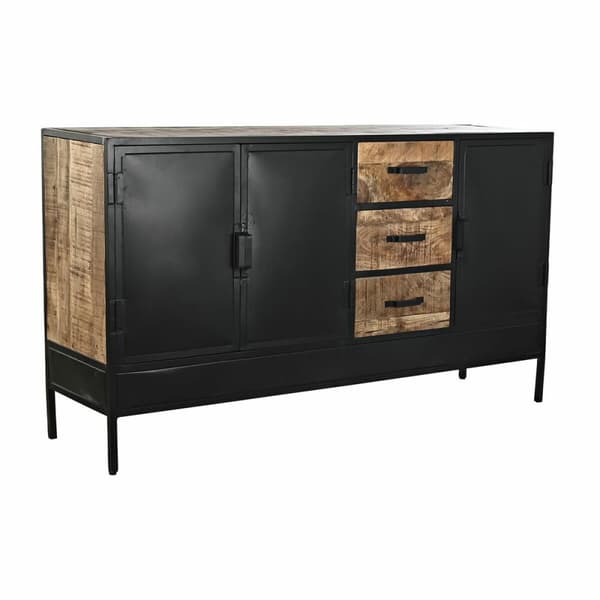 Sivupöytä DKD Home Decor Ruskea Musta Metalli Mangopuu (160 x 40 x 90 cm)