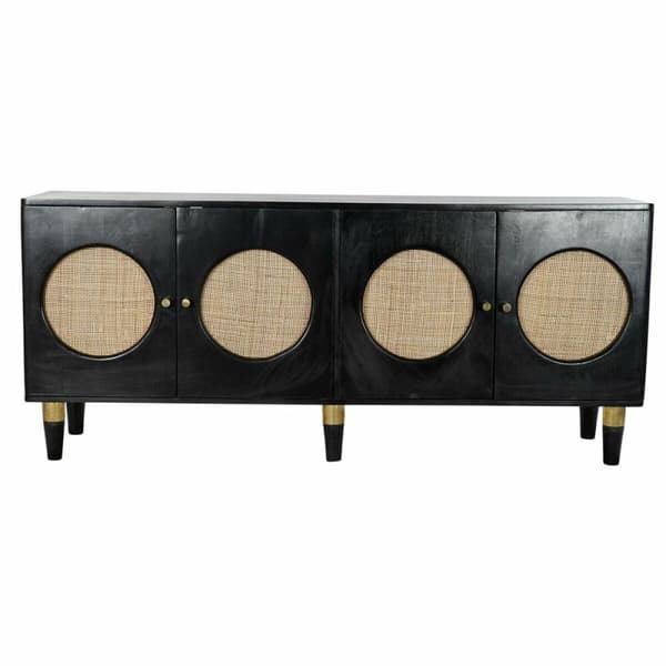 Sivupöytä DKD Home Decor Musta Luonnollinen Rottinki Mangopuu (150 x 40 x 65 cm)