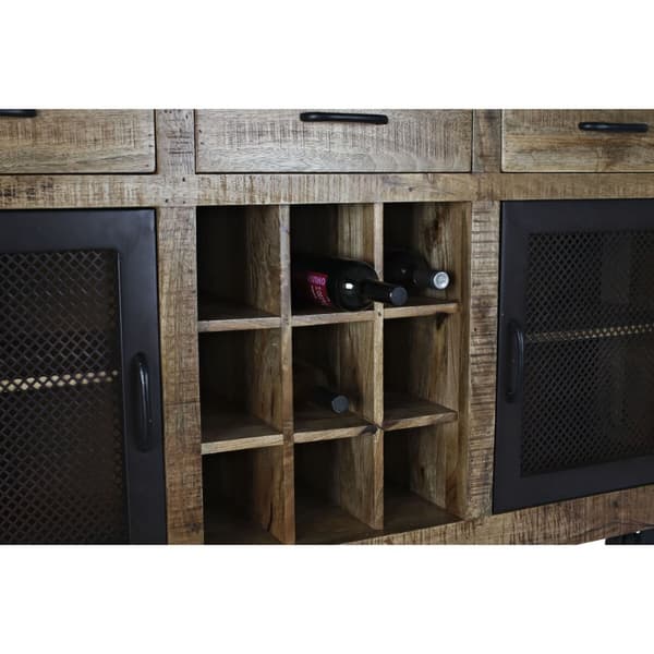 Sivupöytä DKD Home Decor Musta Harmaa Metalli Tummanruskea Mangopuu (150 x 43 x 90 cm)