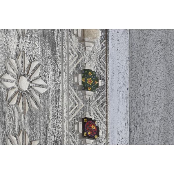 Kaappi DKD Home Decor Harmaa Valkoinen Mangopuu (90 x 38 x 150 cm)