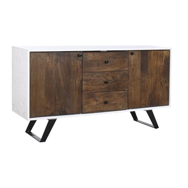 Sivupöytä DKD Home Decor Valkoinen Tummanruskea Mangopuu 150 x 40 x 80 cm