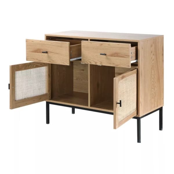 Sideboard 2 Dörrar 2 Lådor med Rotting Canework L90cm - JAYA
