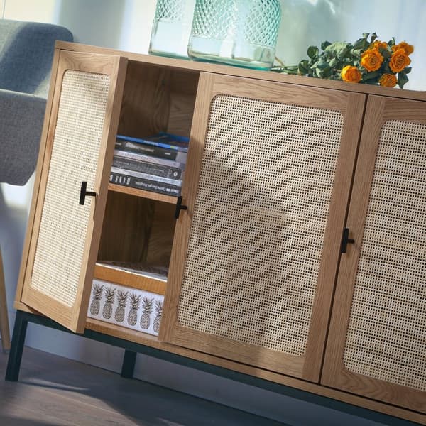 Sideboard 3 Dörrar Cannage Rotting L120 cm - JAYA