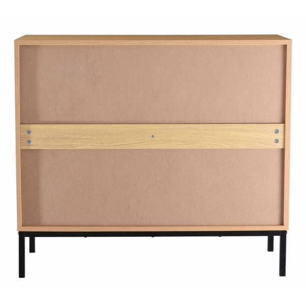 Liten skänk 2 luckor 2 lådor räfflade fronter L90 x H79 cm - TARA