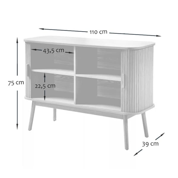 Vintage skänk trädekor 2 skjutdörrar L110cm - ERNEST