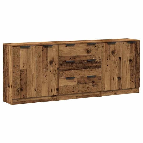 vidaXL Skänkar 3 delar åldrat trä 60x30x70 cm konstruerat trä