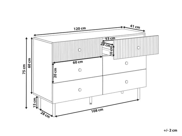 6 Skuffer Kommode Svart Sponplate MDF Moderne Oppbevaringsenhet Stue Soverom