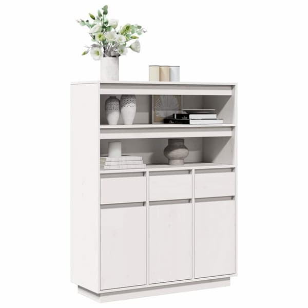 vidaXL Highboard hvit 89x34x116,5 cm heltre furu