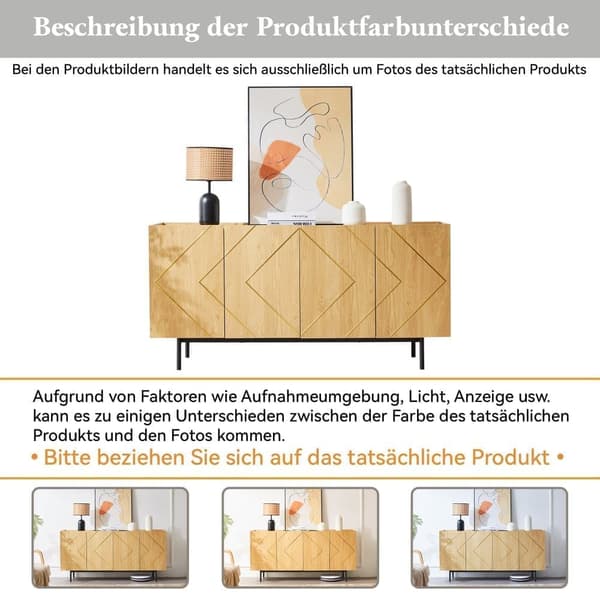 Sideboard - 4 dörrar med justerbara hyllor - Naturell