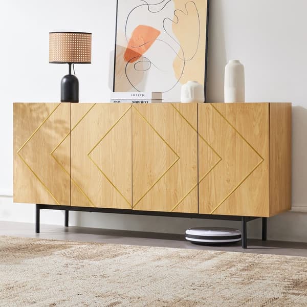 Sideboard - 4 dörrar med justerbara hyllor - Naturell