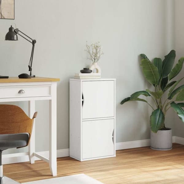 vidaXL Sivukaappi ODDA valkoinen 40x24x79 cm massiivipuu mänty