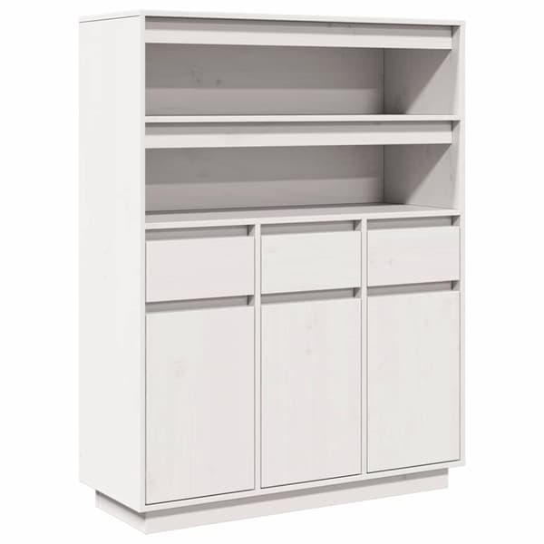 vidaXL højskab 89x34x116,5 cm massivt fyrretræ hvid