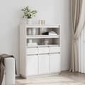 Miniatyrbillede 4 af 11: vidaXL højskab 89x34x116,5 cm massivt fyrretræ hvid