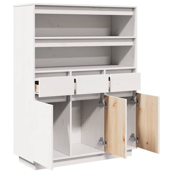vidaXL højskab 89x34x116,5 cm massivt fyrretræ hvid