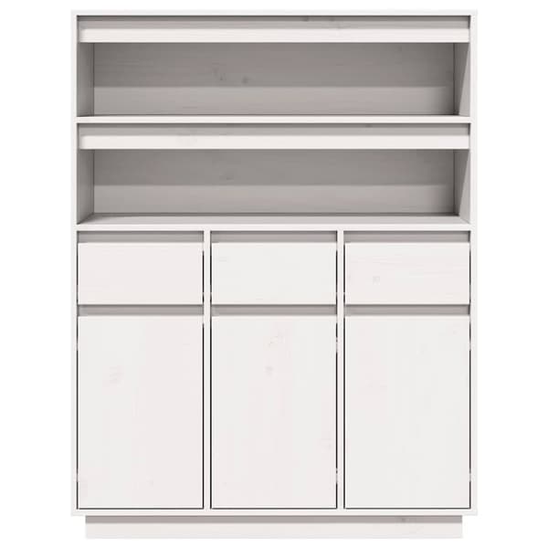 vidaXL højskab 89x34x116,5 cm massivt fyrretræ hvid