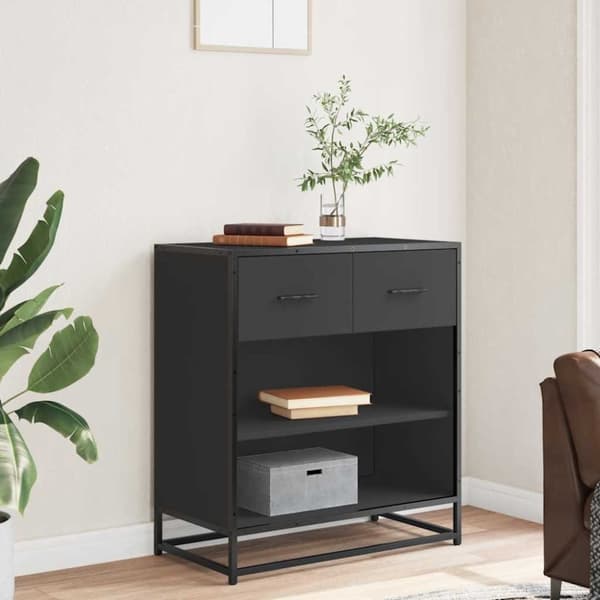 vidaXL Skänk svart 68x35x76 cm konstruerat trä