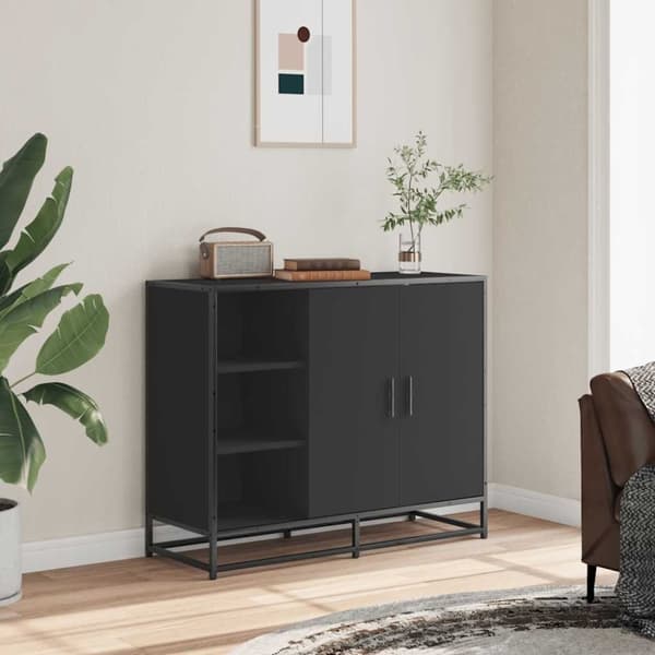 vidaXL Skjenk svart 92x35x76 cm konstruert tre