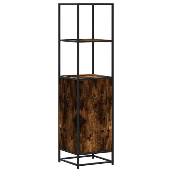 vidaXL Highboard røkt eik 35,5x35x139 cm konstruert tre og metall