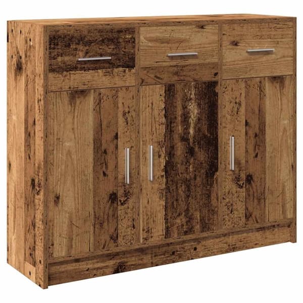 vidaXL skænk 91x28x75 cm konstrueret træ antikt træ