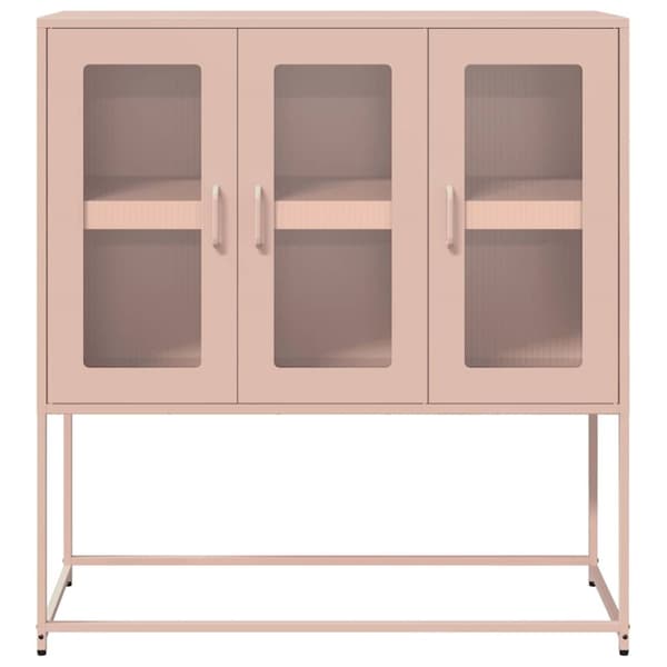 vidaXL Sidoskåp rosa 100,5x39x107 cm kallvalsat stål