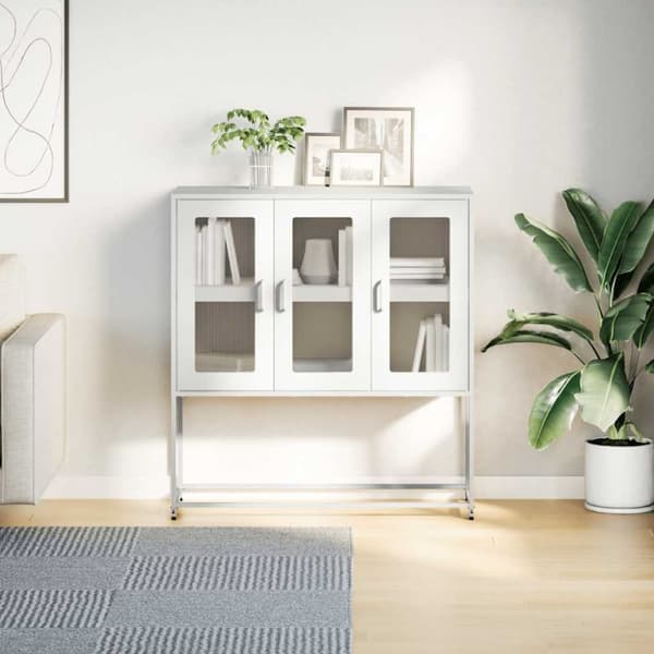 vidaXL Sidoskåp vit 100,5x39x107 cm kallvalsat stål